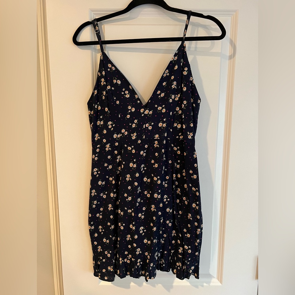 About Us Navy Floral Mini Dress